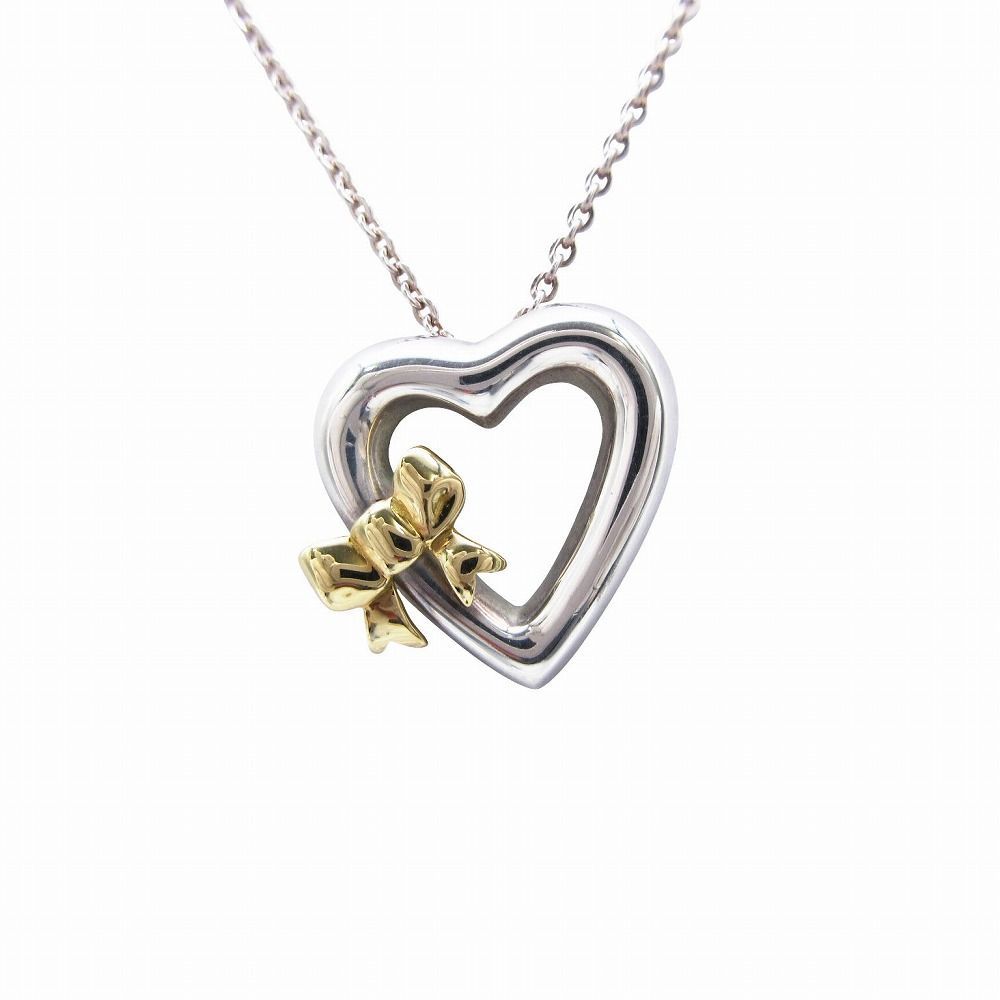 ティファニー Tiffany&Co. ハートリボン モチーフ ネックレス K18 