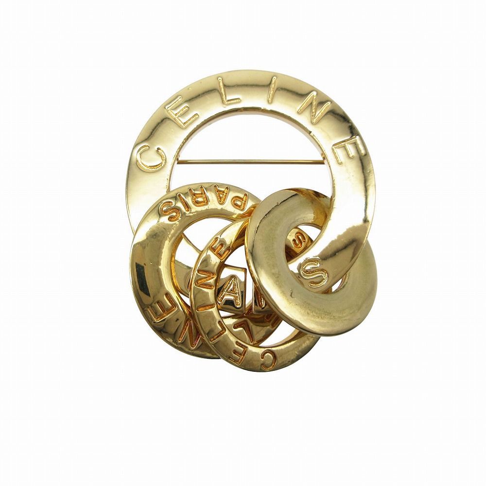 CELINE セリーヌ ヴィンテージ サークルロゴ 3連 ブローチ