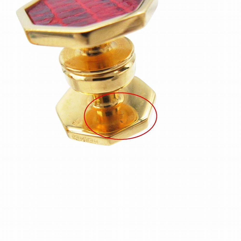 エルメス HERMES オクタゴン 八角形 リザード カフス カフリンクス