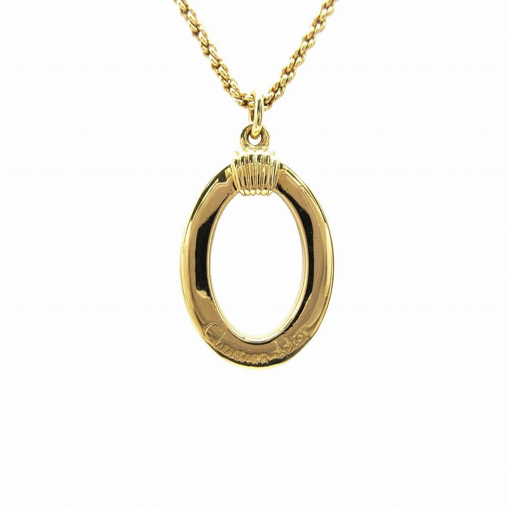 Christian Dior クリスチャンディオール オーバルロゴ ネックレス