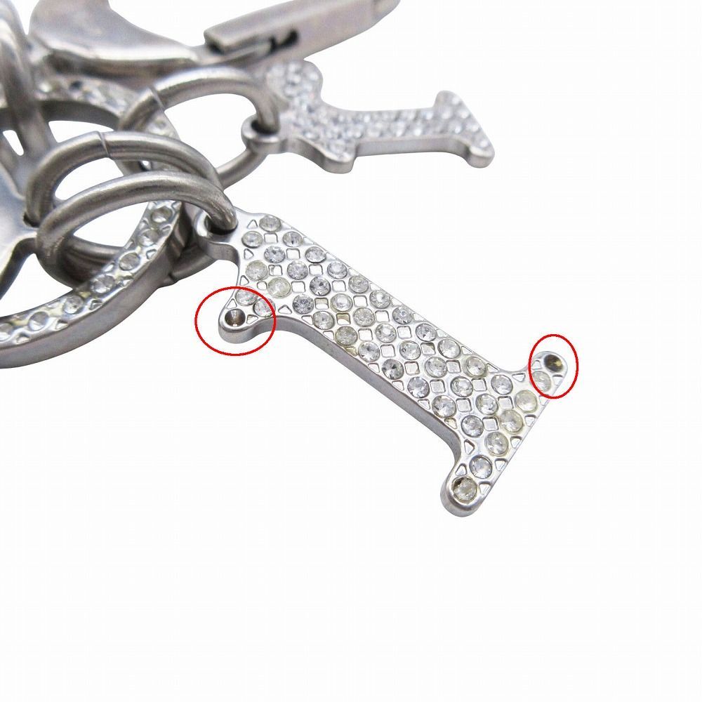 美品　ChristianDior ディオール　シルバー　キーホルダー　ストーン Christian Dior クリスチャンディオール メタル ラインストーン Dior