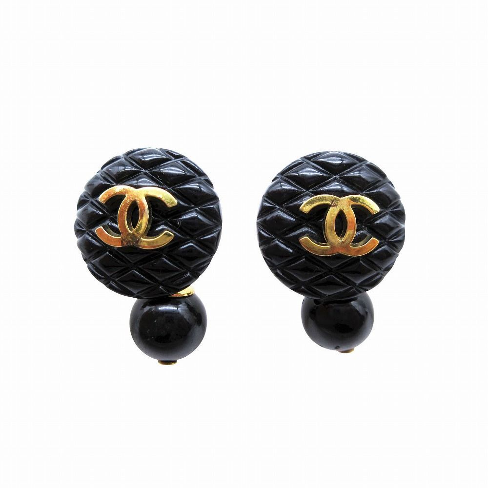 【X'masセール★30%OFF】シャネル CHANEL カフスどんぐりモチーフ ココマーク シルバー ブラック レディース 中古 CHANEL シャネル 94A ヴィンテージ ココマークロゴ マトラッセ カフス