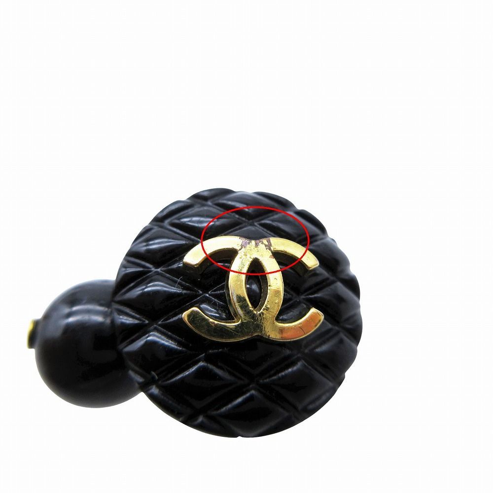 CHANEL シャネル 94 A ヴィンテージ ココマークロゴ マトラッセ カフス カフリンクス アクセサリー ブラック ゴールド ボトムス カフス 