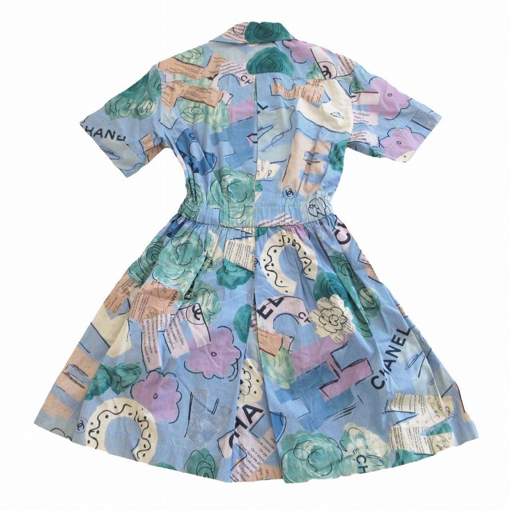 CHANEL シャネル ヴィンテージ 90年 カメリア シャツ ワンピース ロゴ