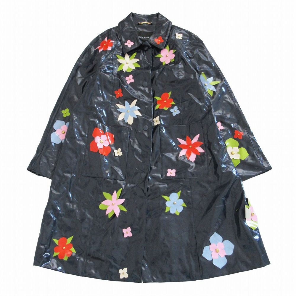 kate spade ケイトスペード フローラル エンベリッシュ レインコート アウター ネイビー KB 097 A 629 XS レディース