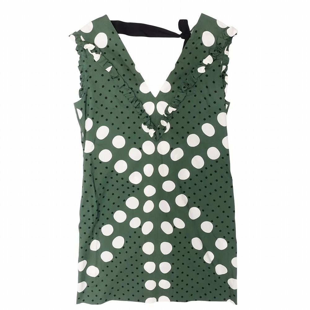 MARNI マルニ フリル ノースリーブ ワンピース MARNI マルニ ドット柄 フリル Vネック ワンピース ノースリーブ ひざ