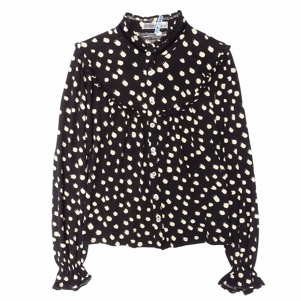 TSUMORI CHISATO ツモリチサト ロゴ ドット柄 フリル シャツ ブラウス