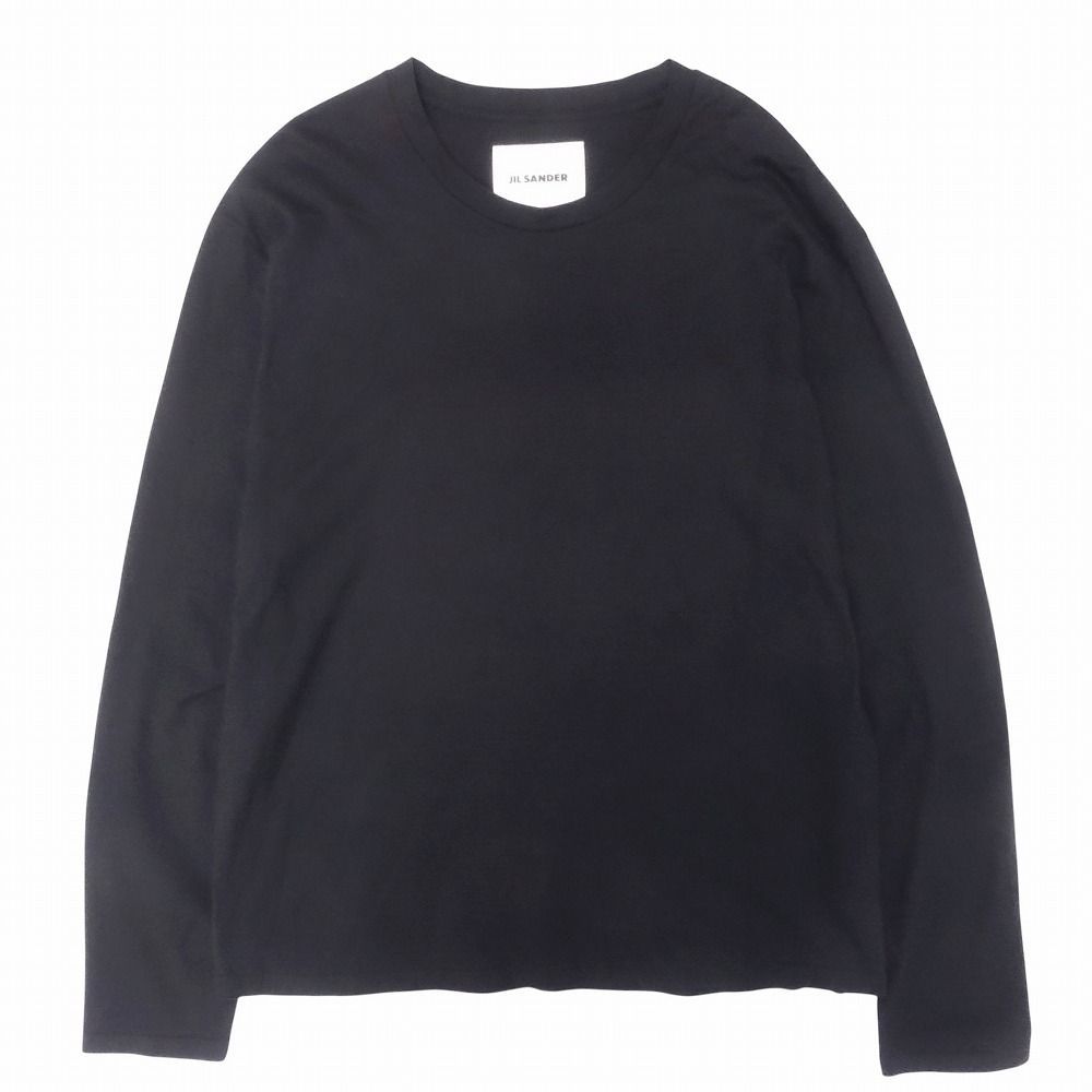 JIL SANDER+ ブラック長袖Tシャツ【一枚】 JIL SANDER 長袖シャツ BLACK ロンT 黒S JIL SANDERロゴ ジャージー T