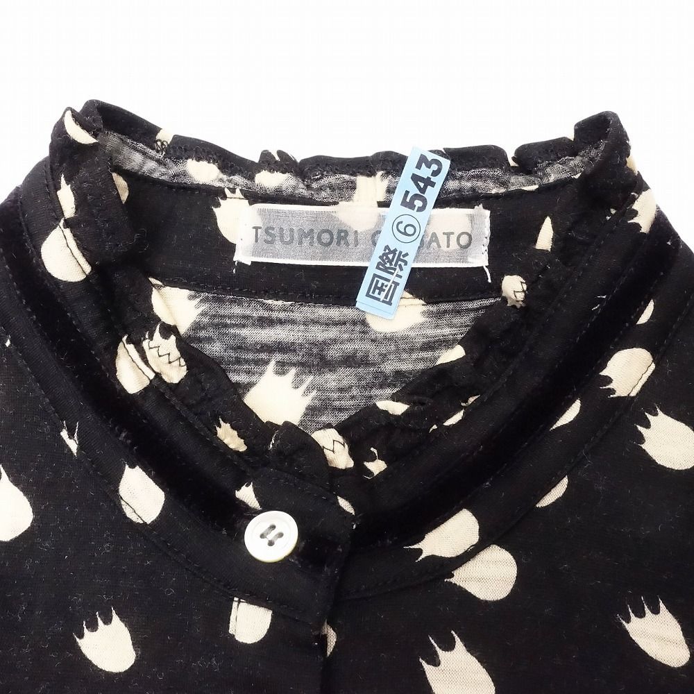TSUMORI CHISATO ツモリチサト ロゴ ドット柄 フリル シャツ ブラウス