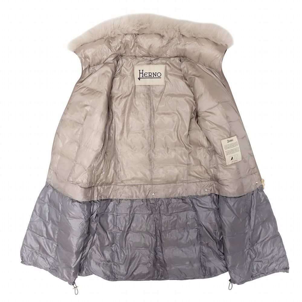 美品 HERNO ヘルノ 2WAY ダウン コート ジャケット フォックスファー