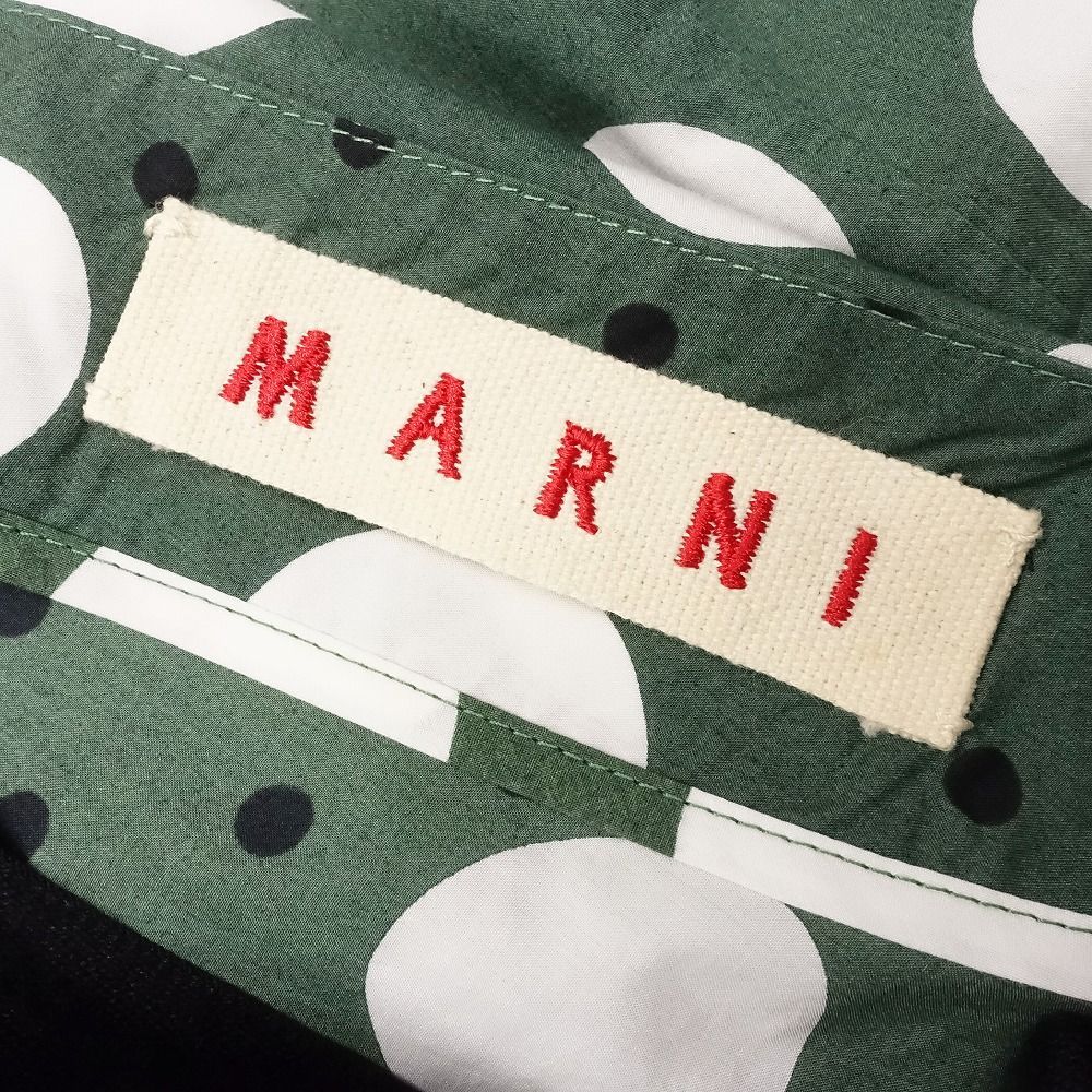 MARNI マルニ ドット柄 フリル Vネック ワンピース ノースリーブ ひざ