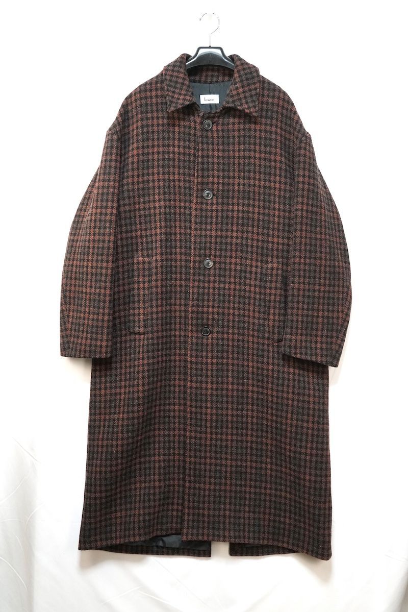 lownn ローン オーバーサイズ バルマカーンコート ウール ハウンドトゥース エンジ 914979