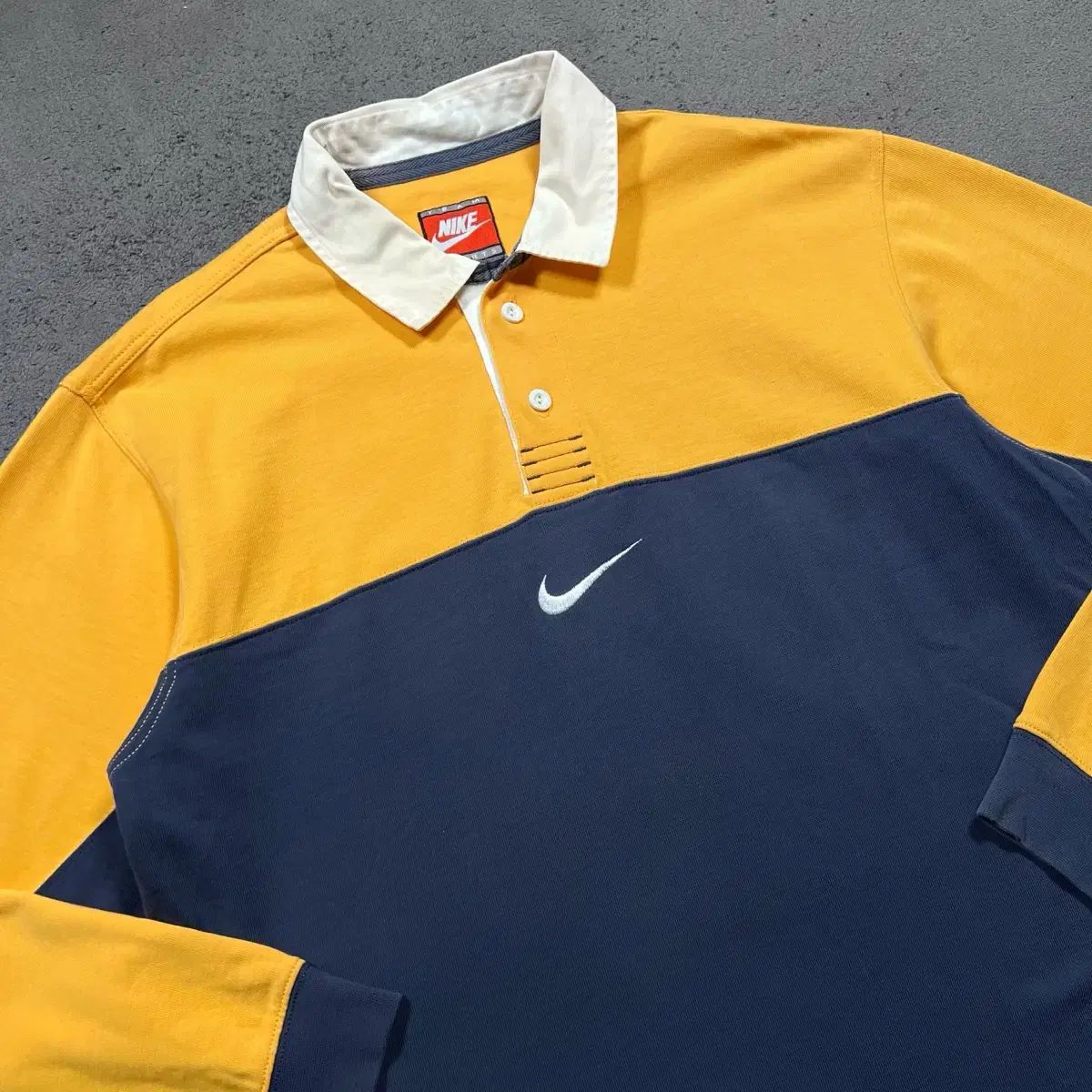 90's NIKE ミッドスウッシュ オールドスクール ラグビーシャツ - メルカリ