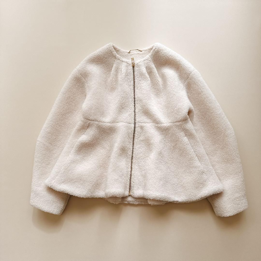 美品 CELFORD セルフォード ボアペプラムジャケット 白 ホワイト M