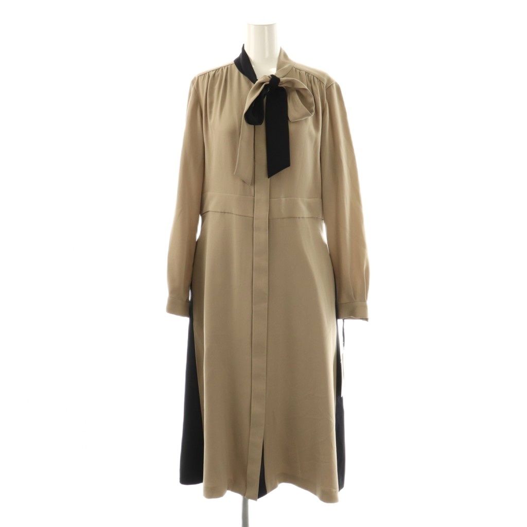 グレースクラス GRACE Class バイカラーボウタイシャツワンピース 38 ライトブラウン ブラック ES OS SH