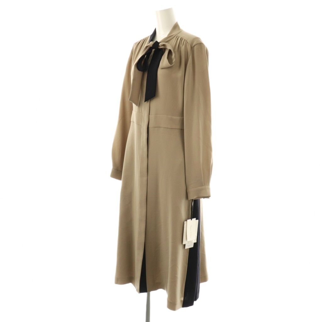  グレースクラス GRACE Class バイカラーボウタイシャツワンピース 38 ライトブラウン ブラック ES OS SH 長袖 七分袖 その他