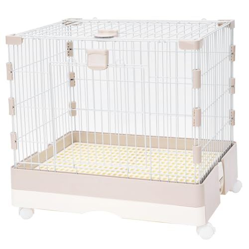 ウサギケージ ベージュ 1段 60*46*56 cm うさぎ モルモット ハリネズミ ハムスターに対応 小動物ケージ 大型 多段式 1-3多頭飼い 組立簡単 折りたたみ収納 スチール製 引き出し式 天井ドア付きで 餌やりが便利です 掃除簡単 自由なスペース m