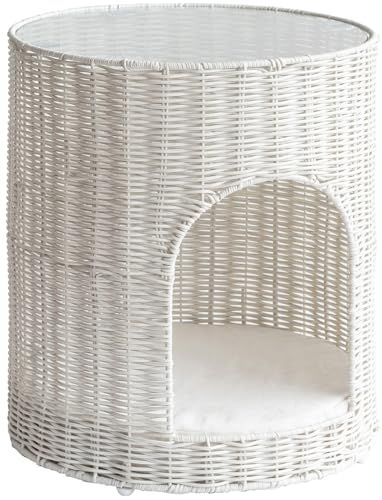 サイドテーブル 猫ちぐら Pienet ピエネ サイドテーブルとしても使える樹脂製ラタンの猫ちぐら CGR 400 WHmm debbe 2 a 5