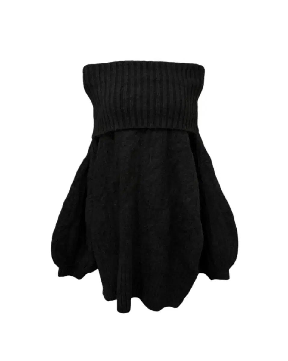  厚手 ケーブル編み オフショルダー ニット ONE PIECE ブラック 長袖 七分袖 ミニワンピース