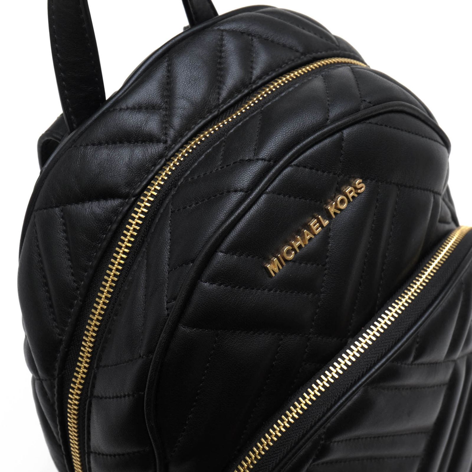 Michael Kors Black Leather Abbey Quilted Women\'s Backpack Medium Size Michael Kors Abbey Medium Quilted Leather Backpack Black  main image 3