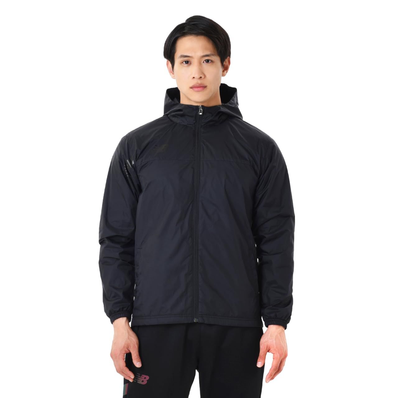 ウーブンジャケット 裏起毛 サッカー ウィンブレ 撥水 BK ブラック M