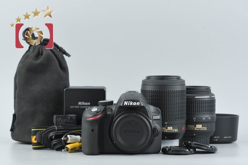 Nikon ニコン D 3200 ダブルズームキット ブラック シャッター回数僅少 デジタル一眼レフカメラ