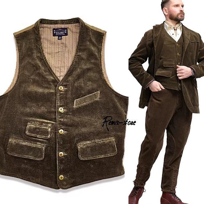 最 アメリカン レトロ クラシック コーデュロイ スリムフィット ベスト グリーン系 S〜3 XL ヴィンテージ 大きいサイズ スーツ 643