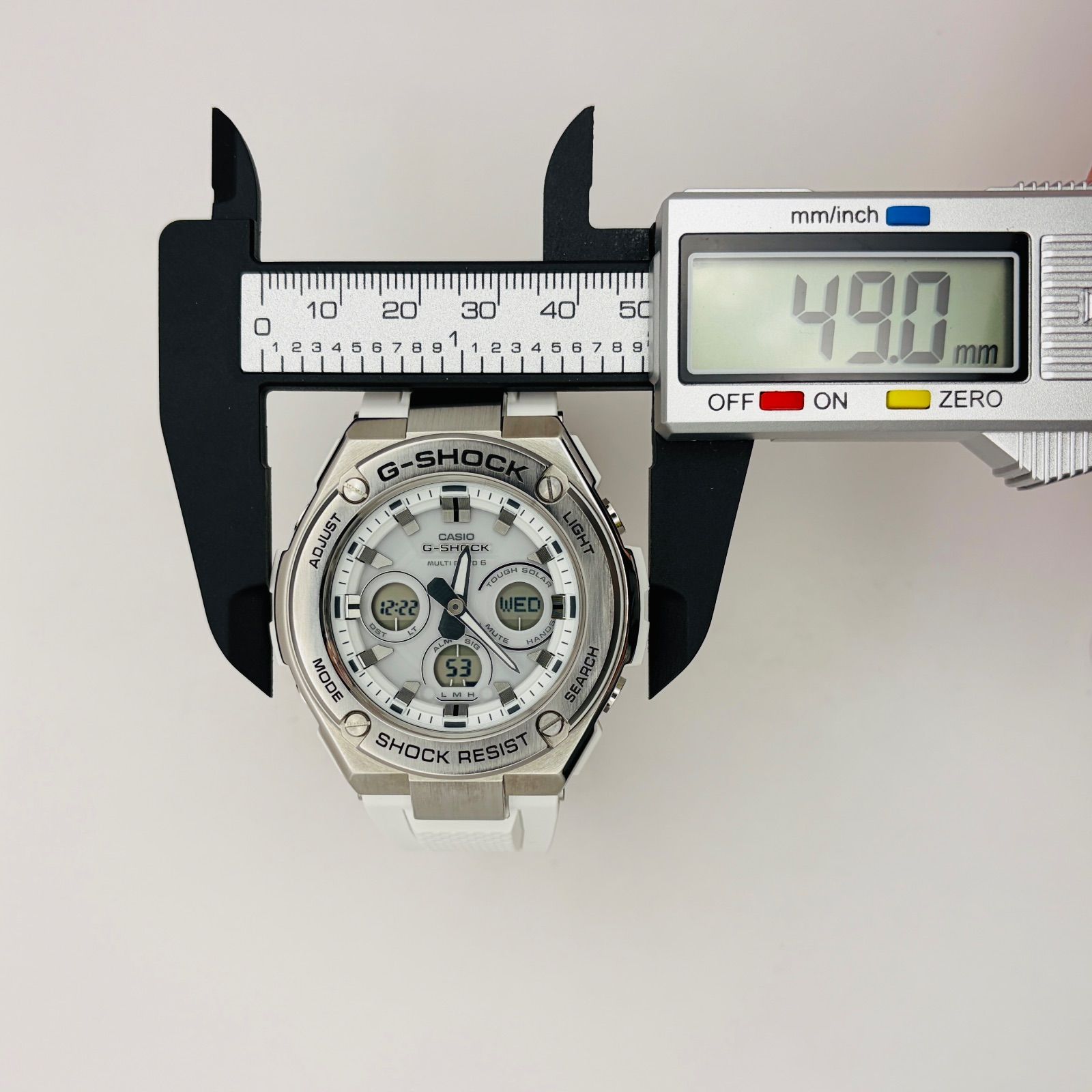  T 764 保証付き 正常稼動 CASIO カシオ 電波ソーラー G-SHOCK ジーショック G-STEEL ジースチール GST-W 310-7 AJF メタルベゼル ホワイトダイヤル 時計 メンズ ユニセックス 腕時計(クォーツ) 腕時計(アナログ)