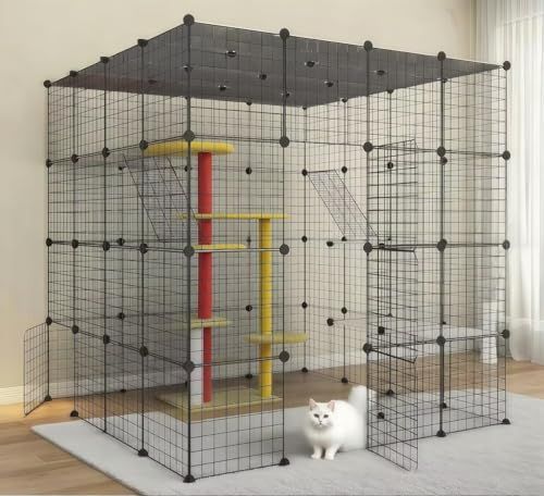 猫ケージ キャットケージ 超大型 4段 147 cm キャットハウス 多頭飼い 広いスペース はしご付き 猫の巣 猫別荘 保護 脱走防止 お手入れ簡単 ペット用品 組立簡単 リビングルーム用 寝室用 ベランダ用 室内飼育 多頭猫向け 家庭用ペ m