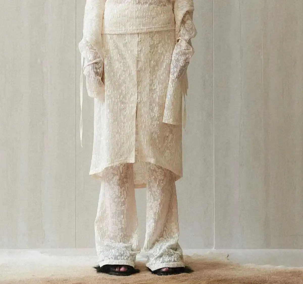 EPINGLER フラワー ジャージ タイツ アイボリー