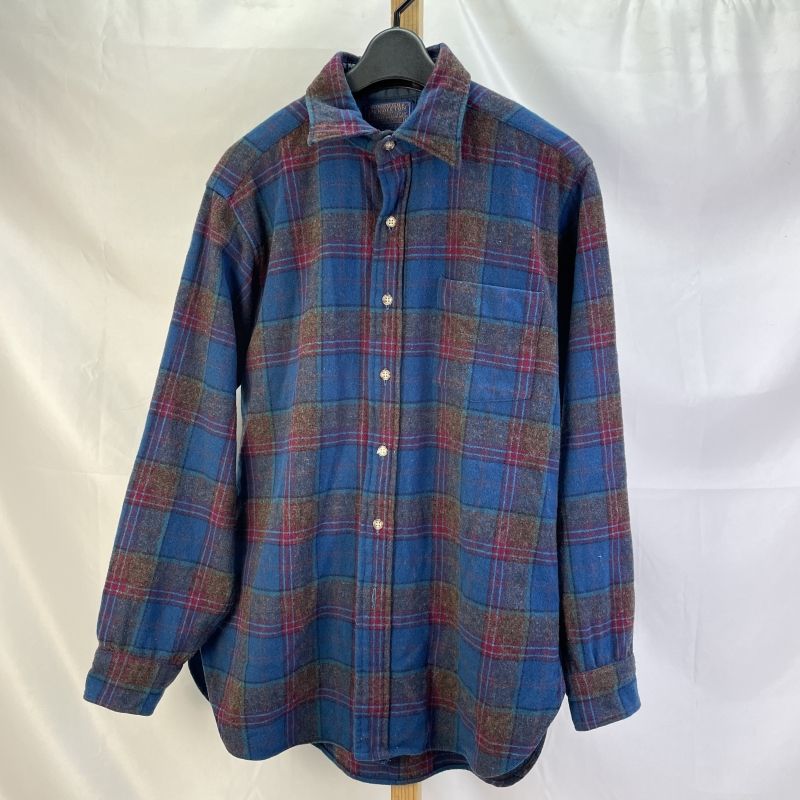 01 w-6000 ペンドルトン PENDLETON ウールチェックシャツ ヴィンテージネルシャツ ブルー系 マルチカラー サイズM メンズ 長袖シャツ ウール 品