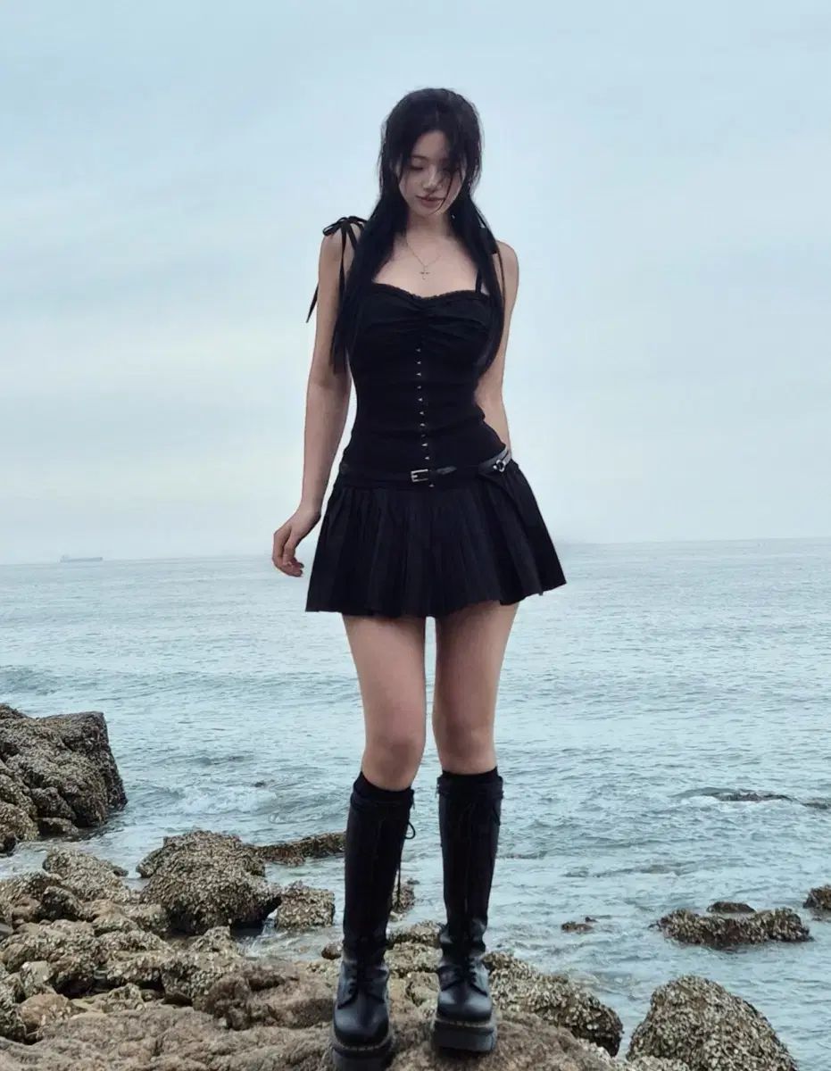  XERIF ストレッチ コルセット プリーツ ONE PIECE ベルト ボレロ 長袖 七分袖 ミニワンピース