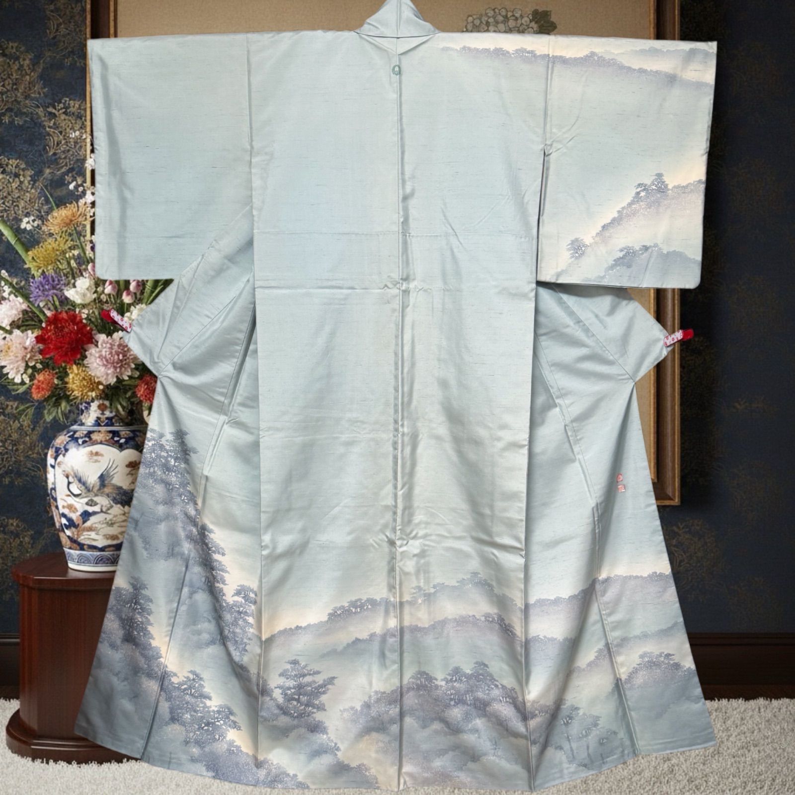 石川県指定無形文化財 牛首紬 白山工房 作家物 逸品 訪問着 一つ紋