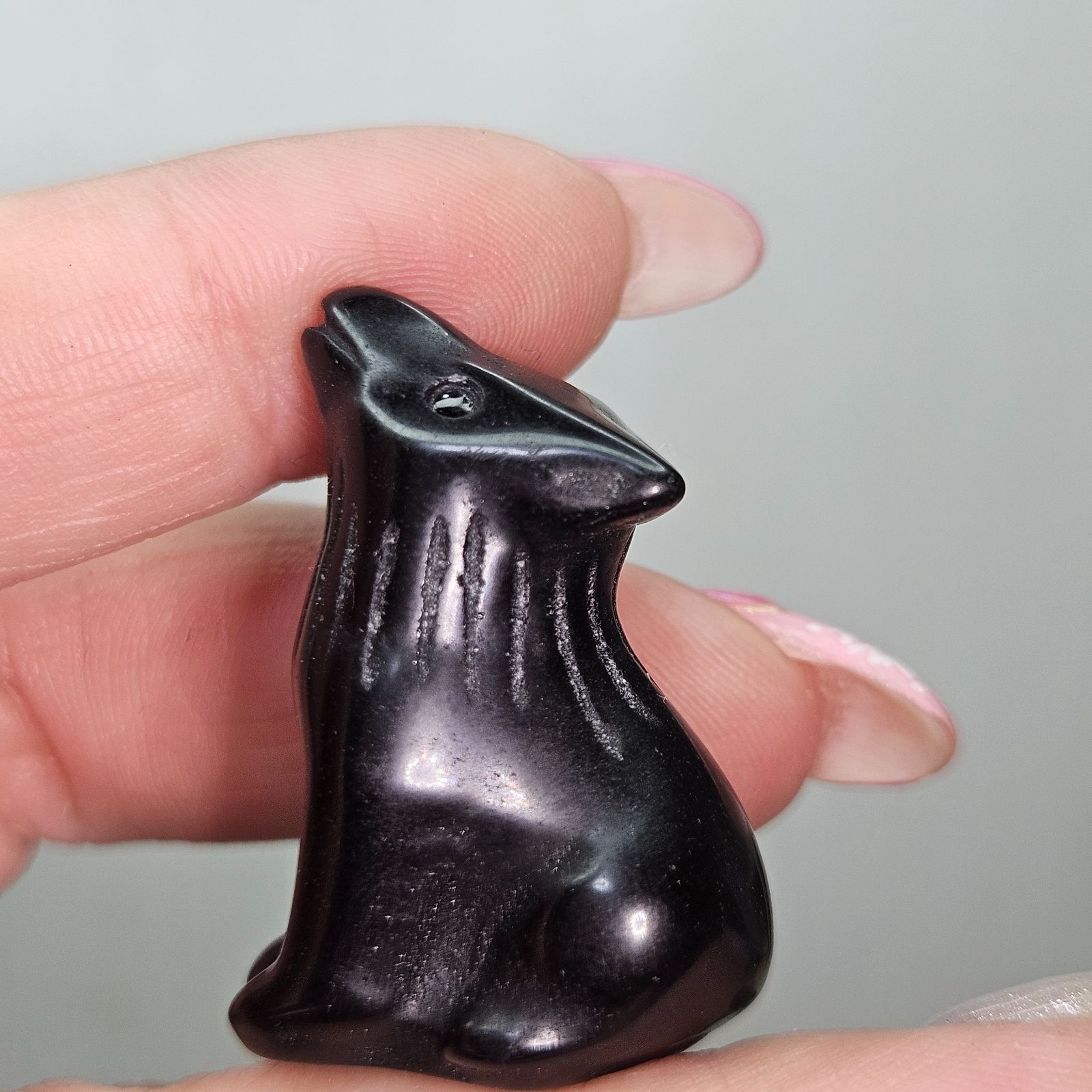 メルカリ市限定♡天然石 黒曜石 カービング オブシディアン✨オオカミ✨カービング✨ - メルカリ