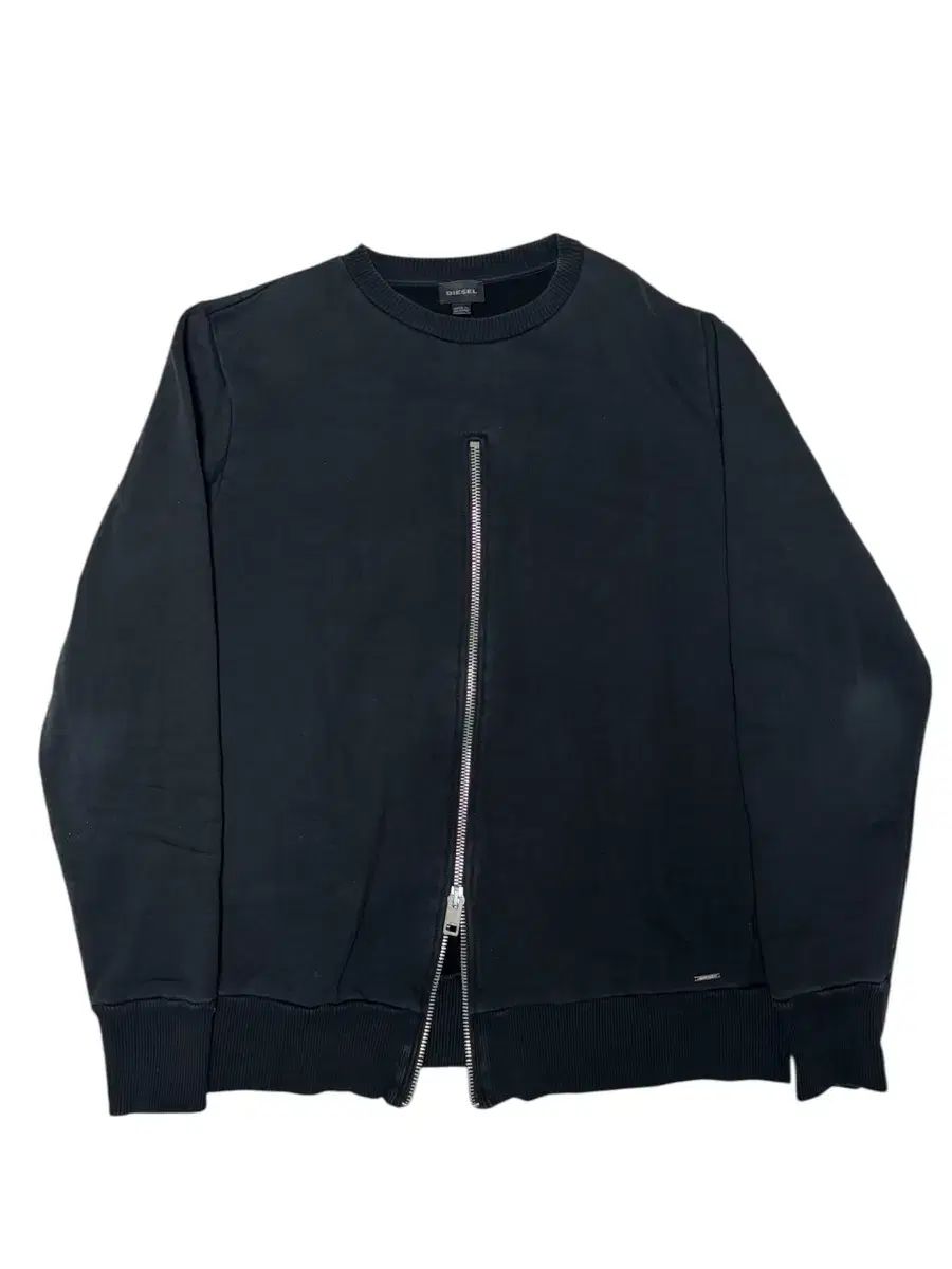 DIESEL スリット ジッパー デザインテープ ブラック スウェット L