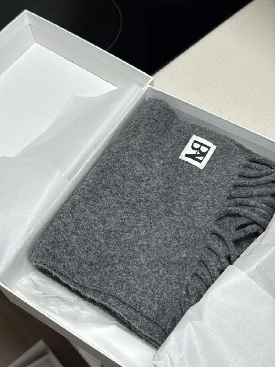 LABEL ARCHIVE vinter knitted fringe スカーフ グレー