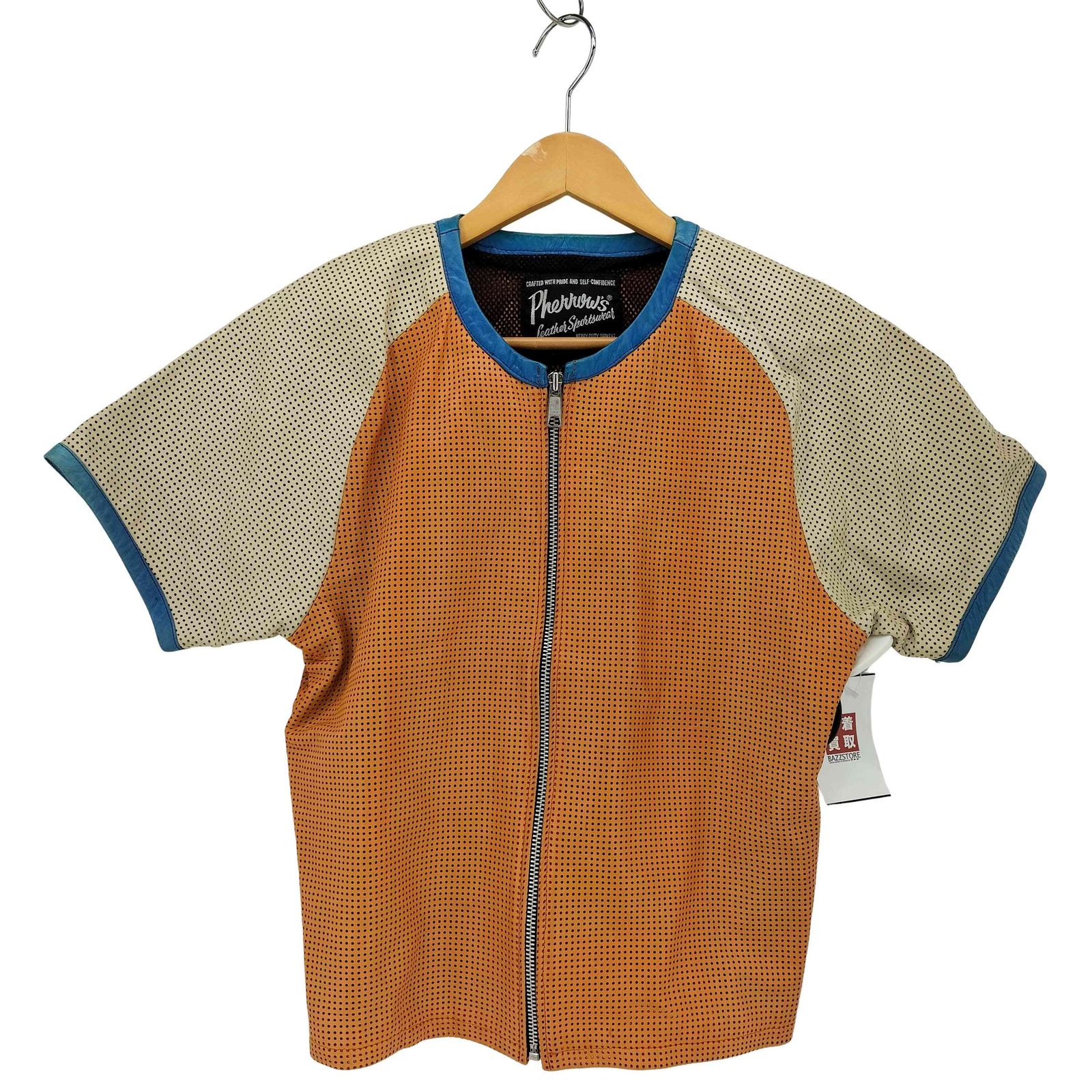 フェローズ PHERROWS 裏地メッシュ パンチングレザー ジップアップ ジャケット メンズ 表記無