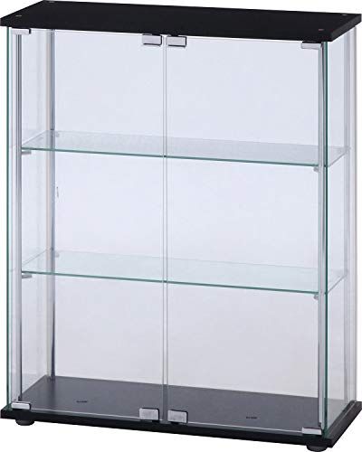 不二貿易 コレクションケース フィギュアケース 3段 幅70×奥行28×高さ86 cm ブラック 強化ガラス ワイドタイプ 全面ガラス 組立商品 99479 m