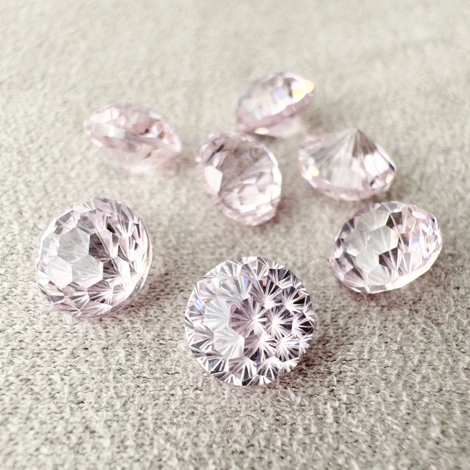 6mm ペア】高品質 花火カット ジルコニア ルース｜ピンク系 No.3 薄桜 