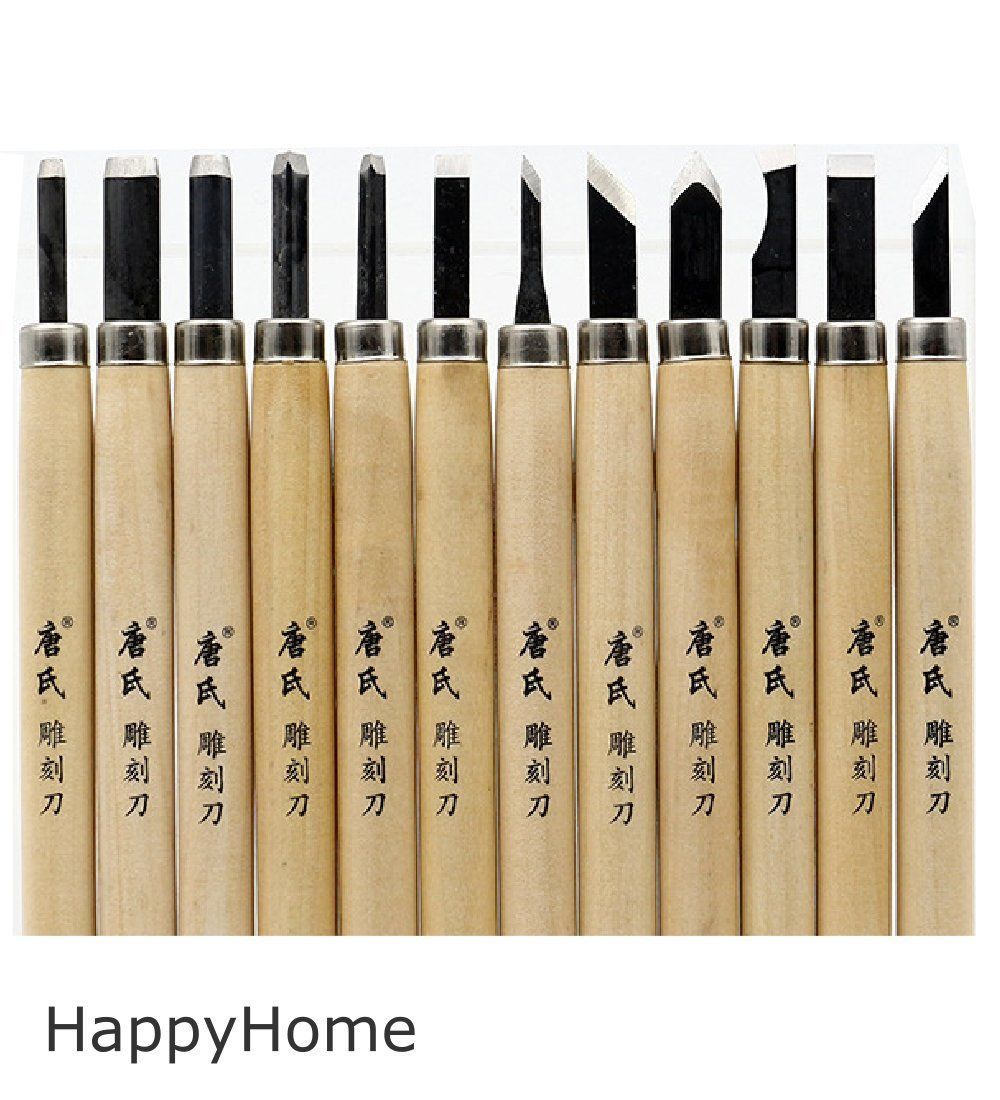 在庫処分 セット 砥石付き 収納ケース 12本 クリーニングクロス付き 彫刻刀 木彫り HappyHome 木工道具