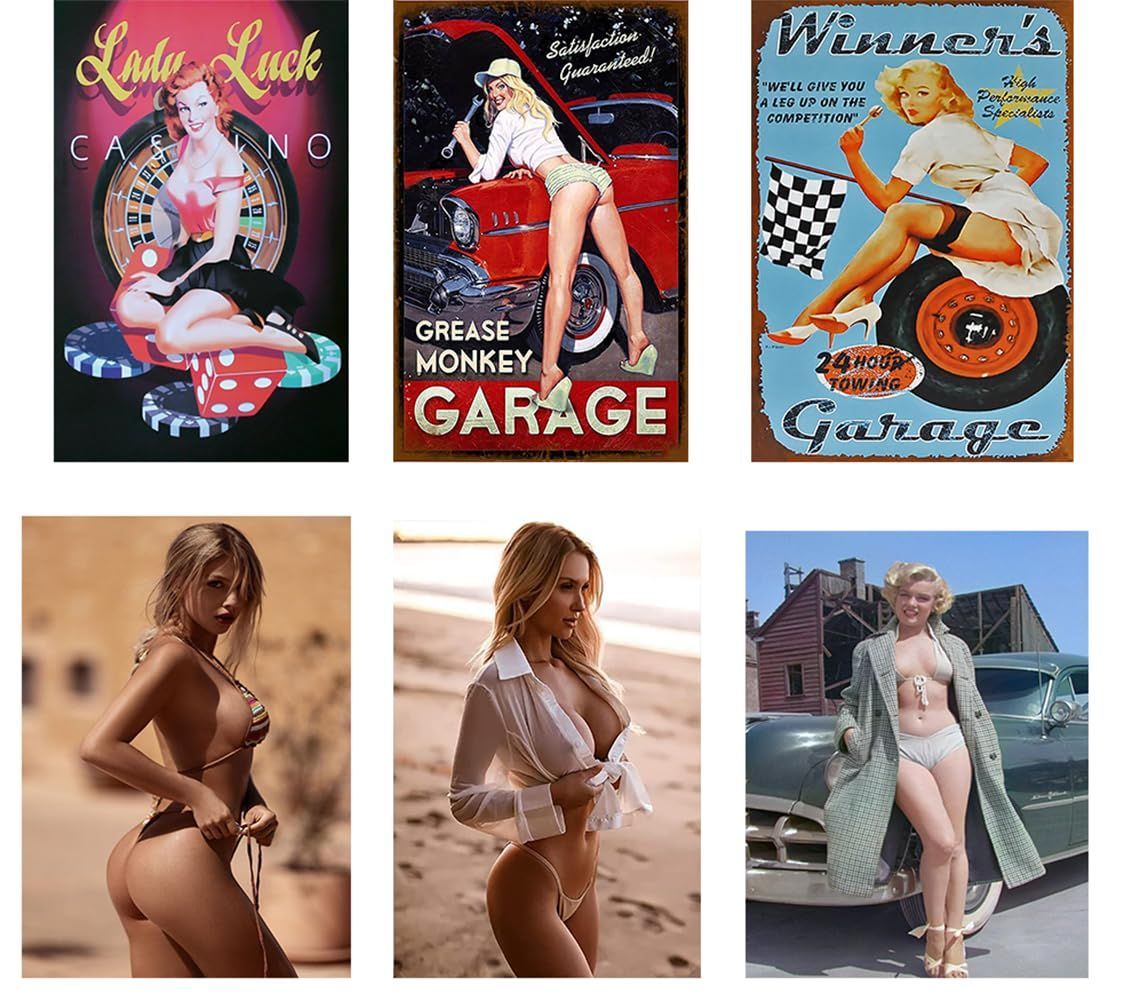 壁飾り 金属ポスター 雑貨飾り ヴィンテージ風 壁の装飾 バー インテリア カフェ ウォールアート ガレージ メタルサイン 寝室 レトロな鉄の絵画 雑貨 壁掛けプレート おしゃれ ビキニ ブリキの絵 ポスター 装飾画 ブリキ看板 部屋飾り 金髪美女