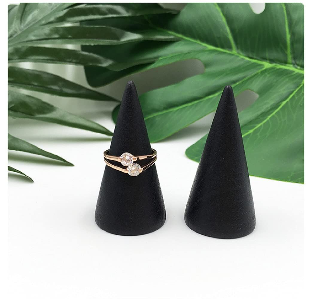 手芸品 DIY 展示用 アクセサリー ブラック 指輪の保管 指輪立て リングホルダー 円錐形 セット 木製 ジュエリースタンド 指輪置きケース リングスタンド