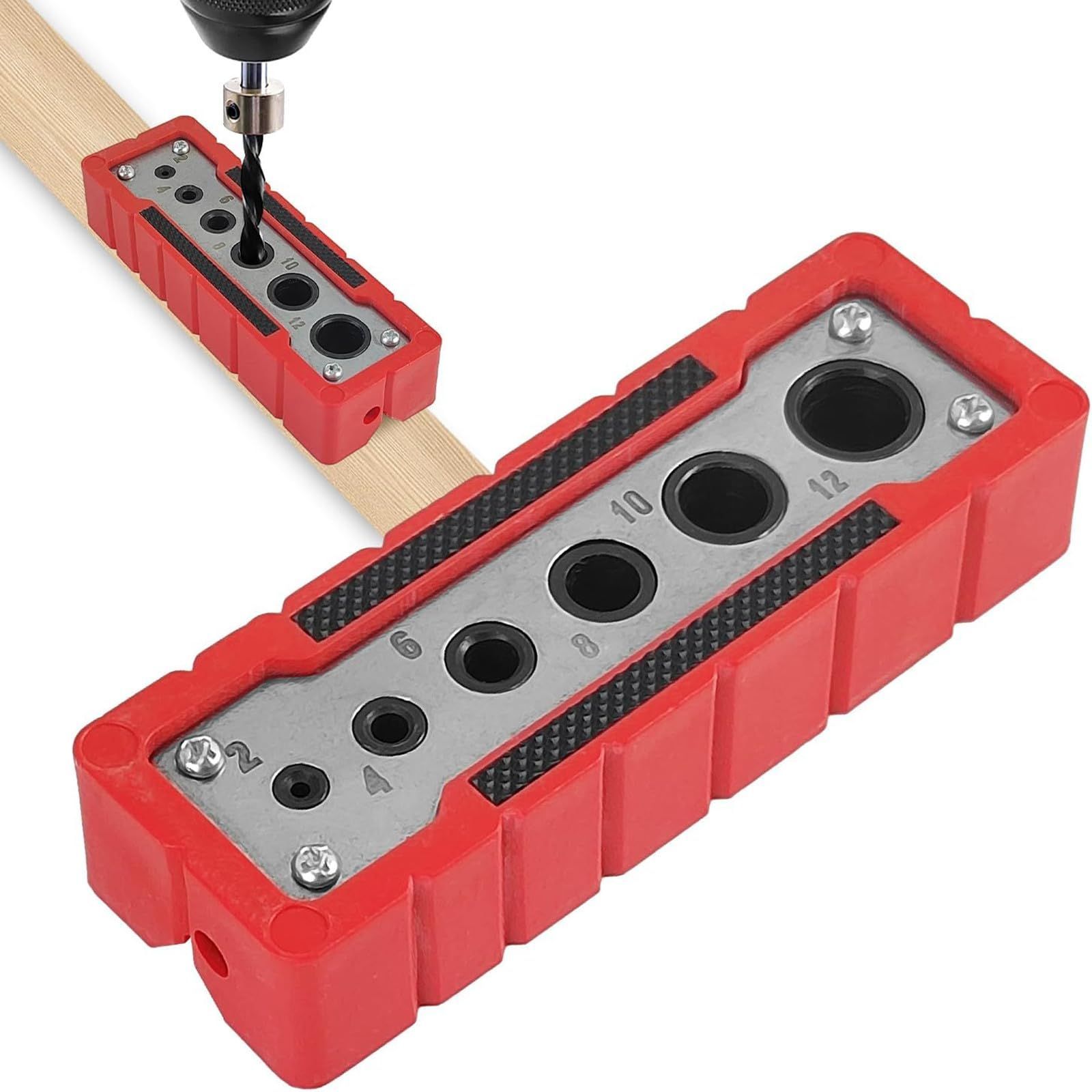 数量 金属とプラスチック製 ドリル位置決めガイド ダボ穴ガイド 穴あけ ドリルガイドキット 垂直 ポータブル ドリルガイド 多用途 穴径2|4|6|8|10|12 mm 木工工具 ドリルスタンド