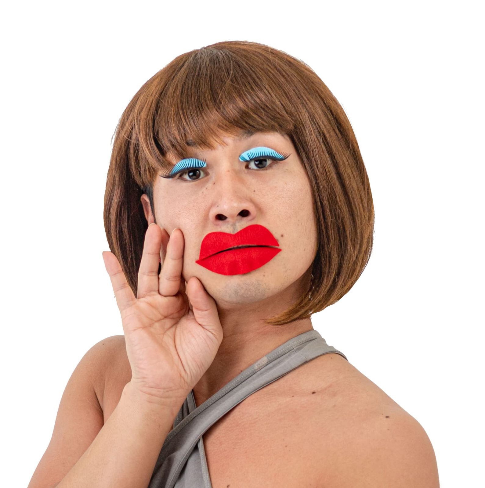 在庫処分 イベント 変装 パーティー 衣装 仮装 余興 コスプレ ジョーク お笑い ウィッグ グッズ かつら ネタ ボブ 面白い ２丁目のママ変身セット 宴会 053 AM ルカン