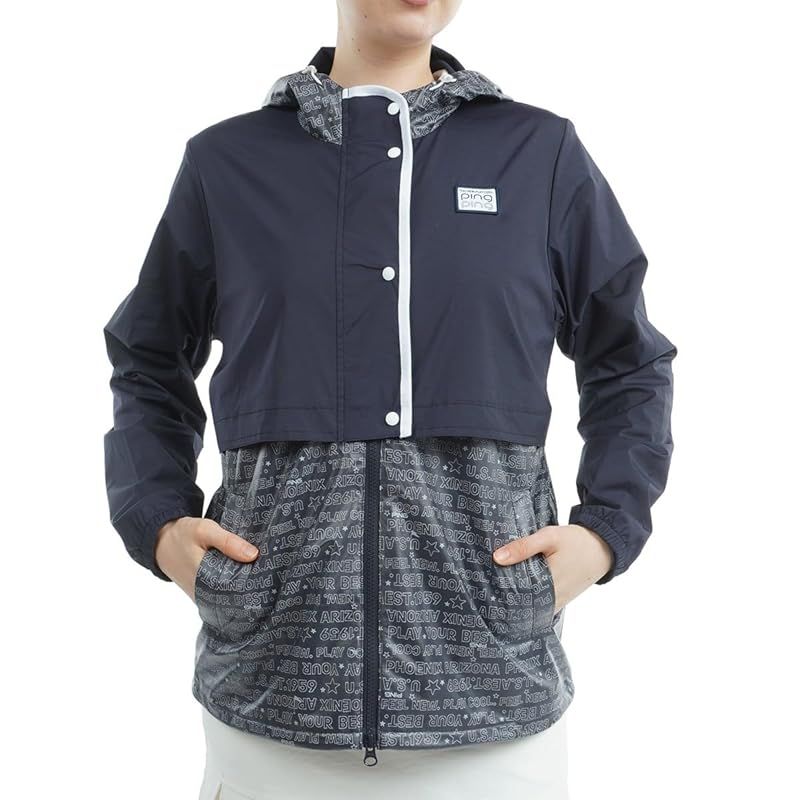 ピン アパレル レディース 撥水 フルジップブルゾン FLEX-IELD 防風性 ストレッチ性 | ゴルフ アウター 622-4220800 120_ネイビー S