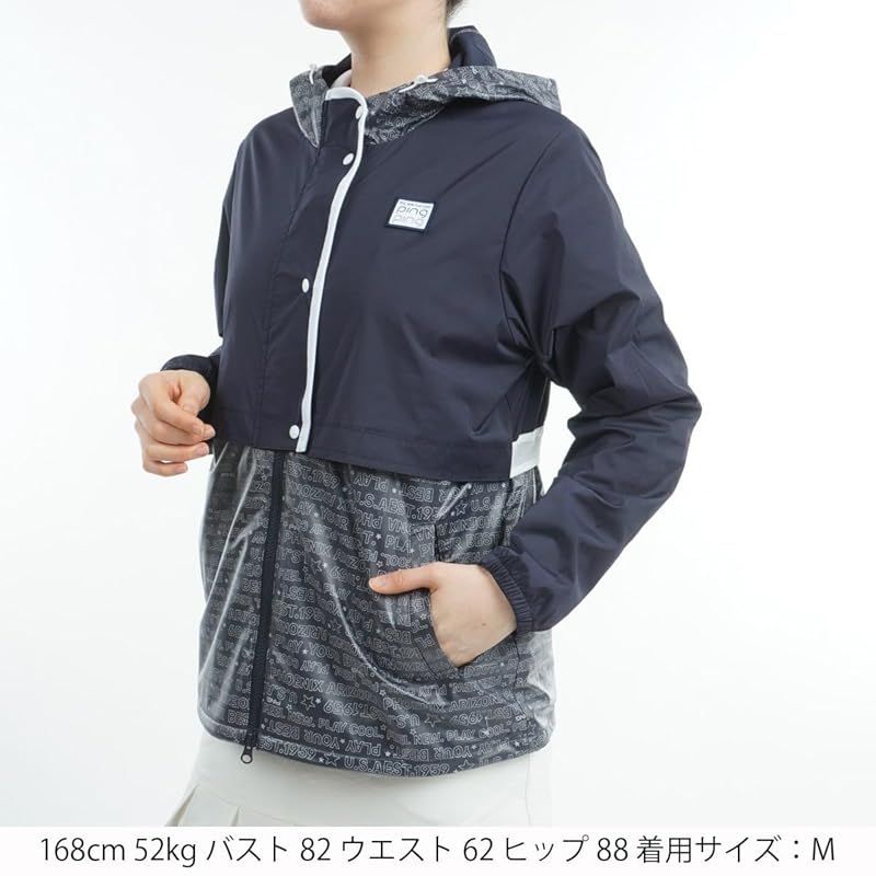 ピン アパレル レディース 撥水 フルジップブルゾン FLEX-IELD 防風性 ストレッチ性 | ゴルフ アウター 622-4220800 120_ネイビー M