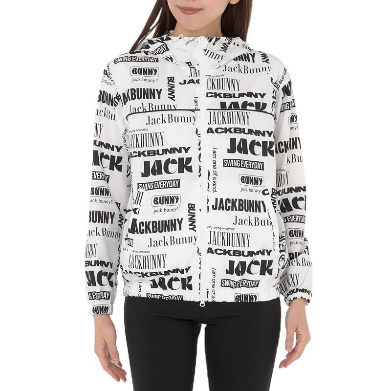 ジャックバニー レディース フルジップブルゾン ストレッチ性 マルチロゴ柄 | ゴルフ アウター 263-4220904 030_ホワイト 2 L