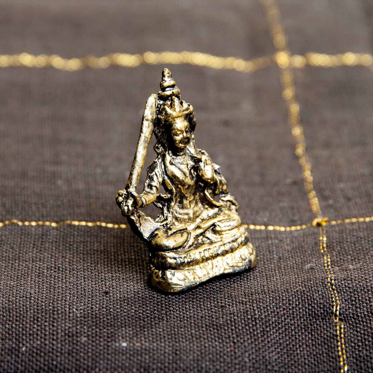 文殊菩薩 マンジュシュリー 仏像 Manjushri ミニ神像 / 神様像 ブラス