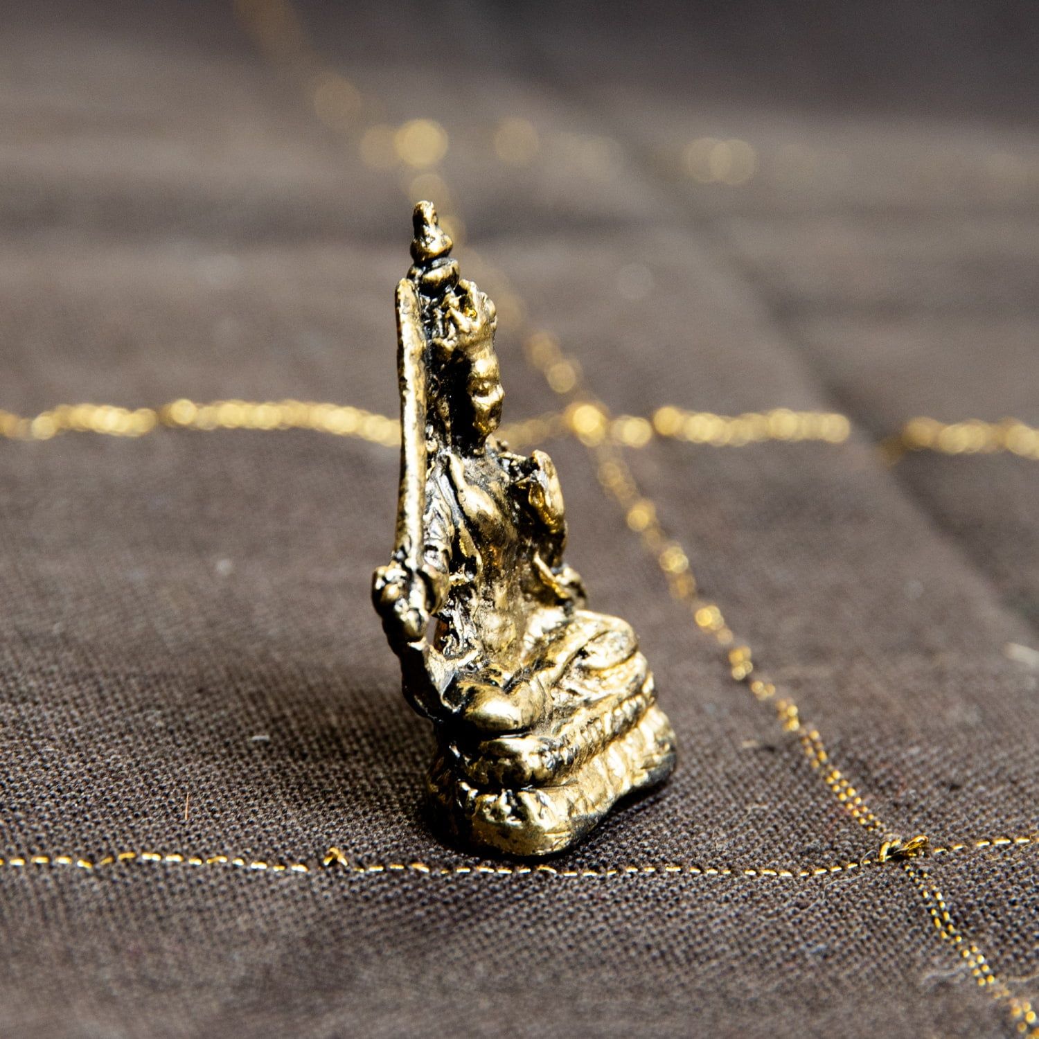 文殊菩薩 マンジュシュリー 仏像 Manjushri ミニ神像 / 神様像 ブラス