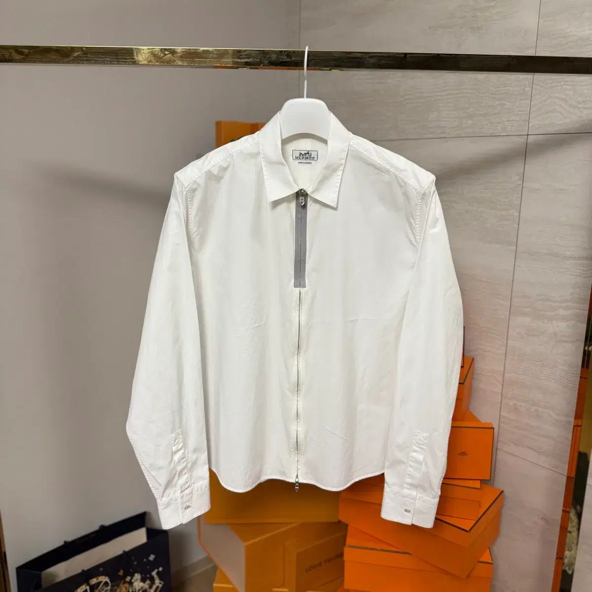 42 韓国 Hermes エルメス ツーウェイ ジッパー シャツ ジャケット